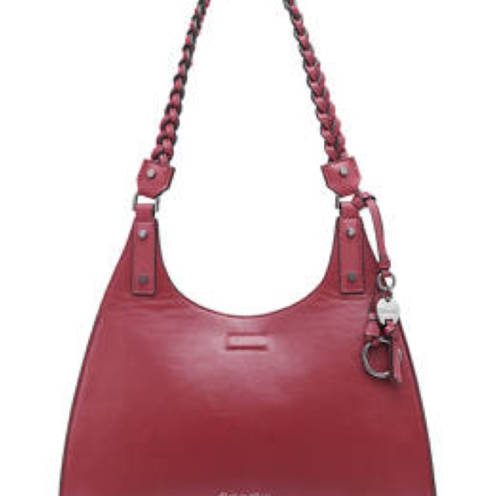 Elegant Red Shoulder Bag with Braided Straps
